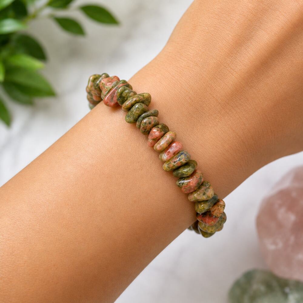 Unakite Chip Bracelet